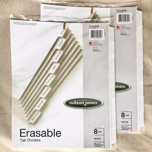8-Tab Dividers Erasable - 2 Pack - Picture 1 of 2
